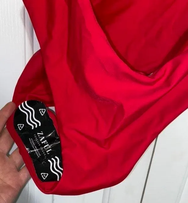 Zaful Red Cut Out Tie One Piece Swimsuit  - Image 9