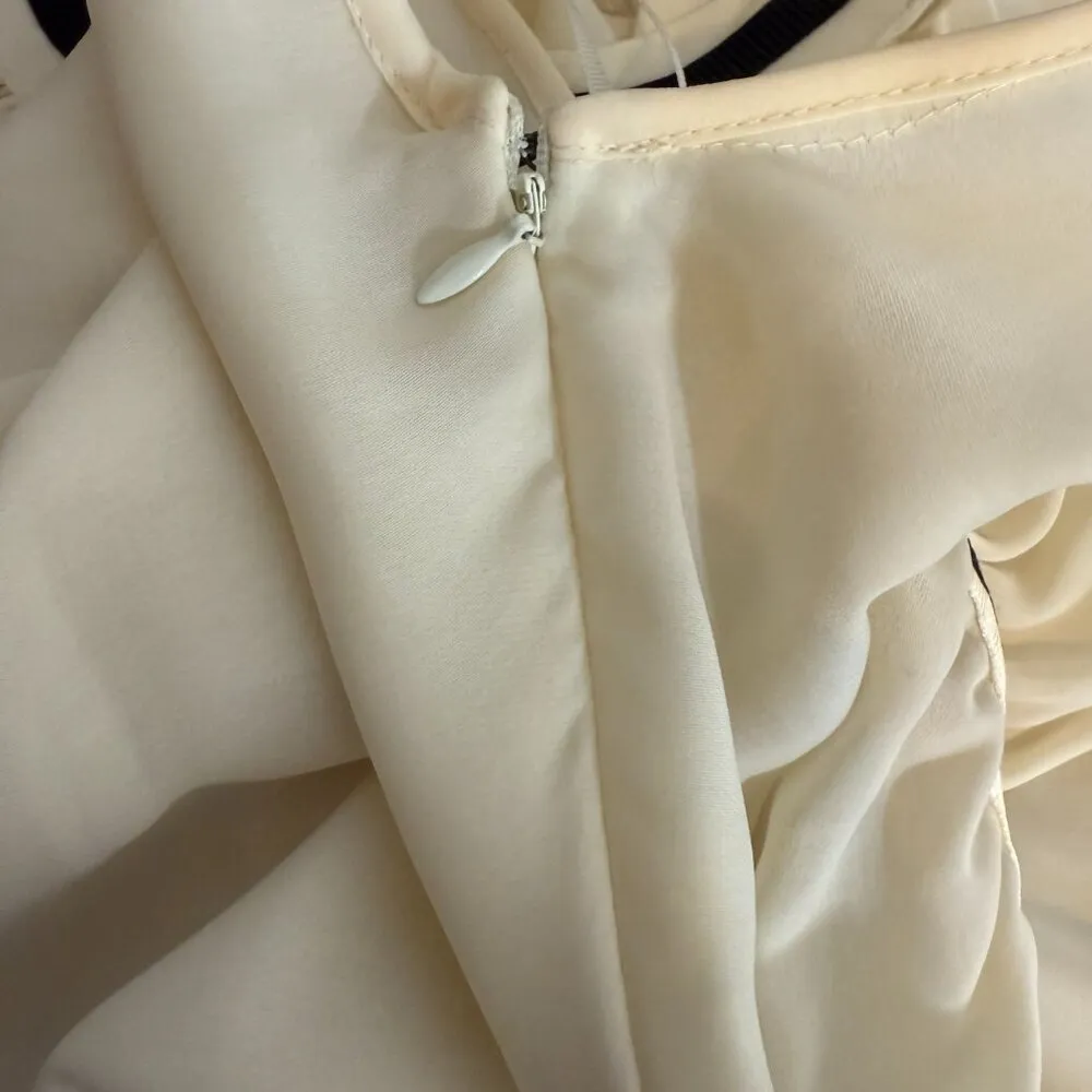 Mango Sleeveless Tennis Cocktail Mini Dress Women's 4 Ivory Chiffon Fit & Flare - Image 13