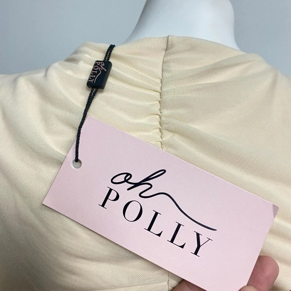Oh Polly Yara Ruffle Mini Dress Beige Fitted Long Sleeve Women's Size 6 Clubwear - Image 12