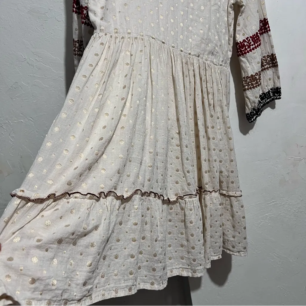 Bohemian Cream Dress size L with Red and Black Embroidery : Box I: Size L - Image 8