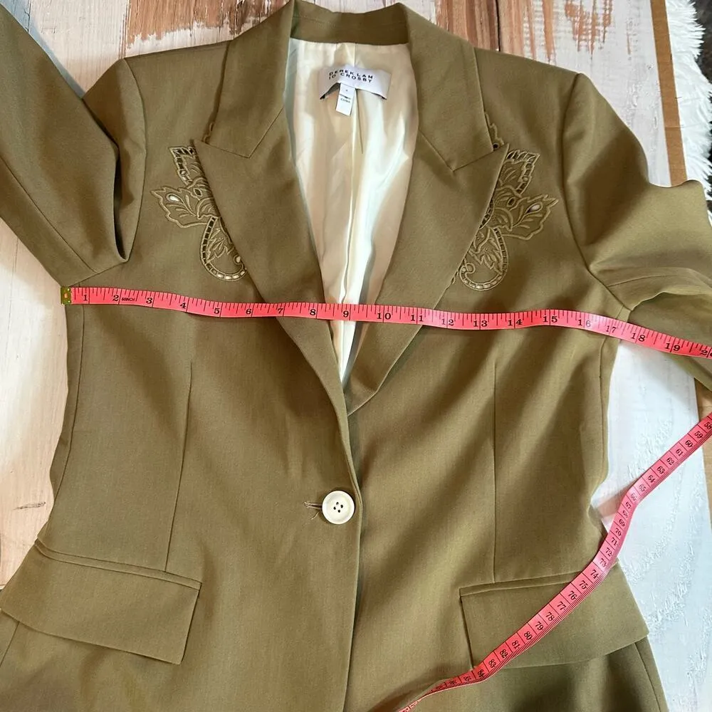 Derek Lam 10 Crosby One Button Blazer Embroidered Coat Size 4 - Image 5