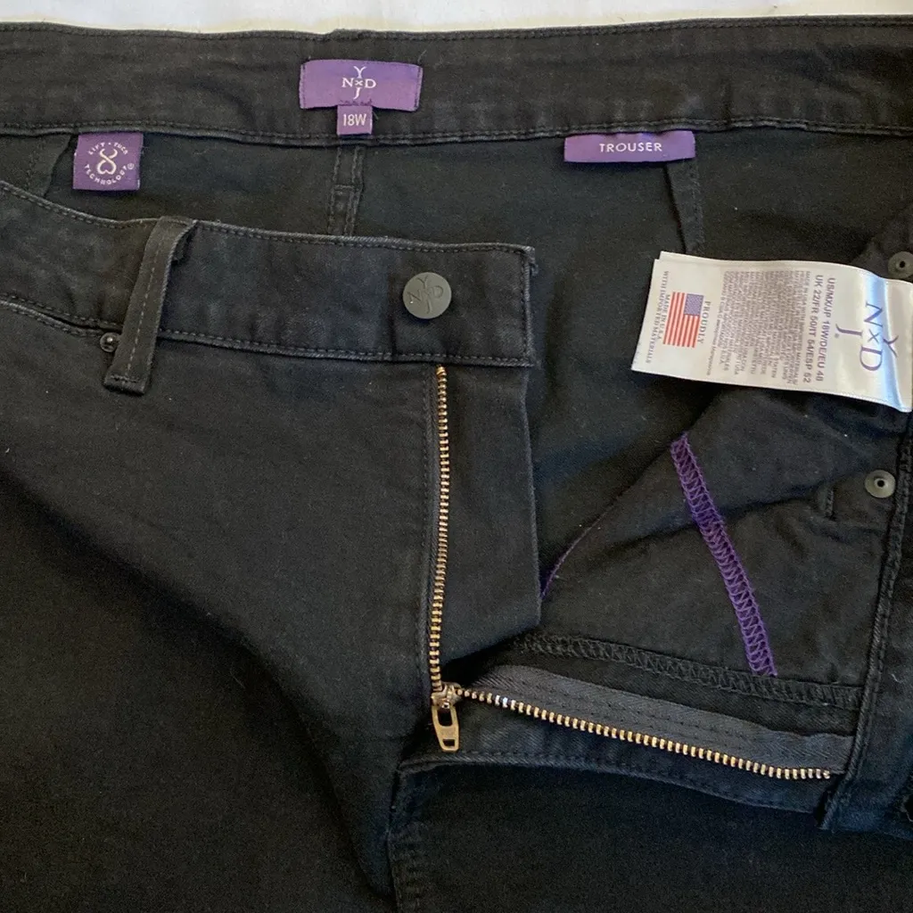 NYDJ 🖤 Wide-Leg Denim Jeans | Trouser Silhouette |18W | Black | Style #WBQZ1329 - Image 6