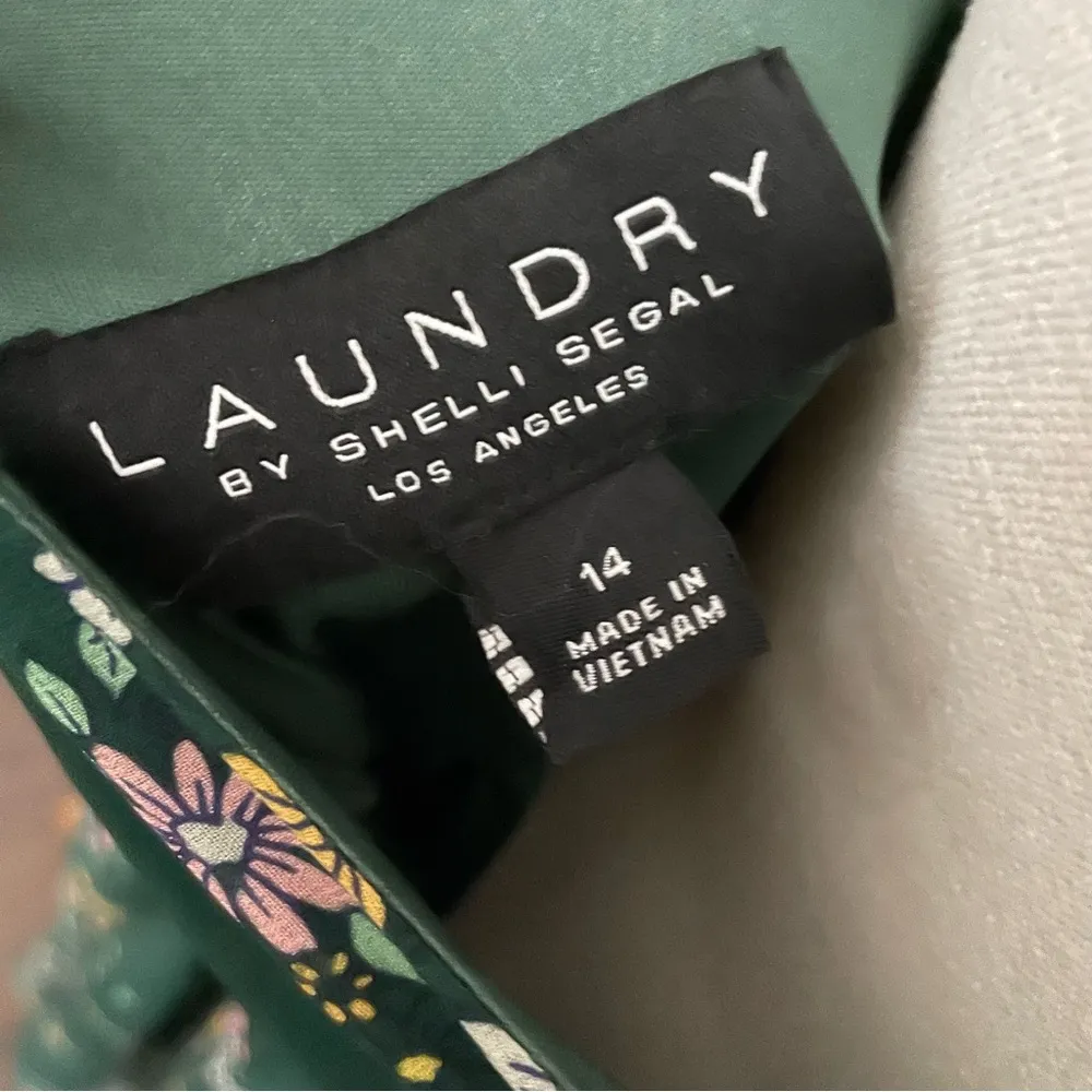 Laundry by Shelli Segal Dress Maxi Floral Surplice Racerback Lined Green Pink - Image 14