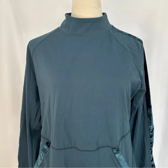 FLX Activewear Top Long Sleeve Womens Large‎ Travel Leisure Mock Turtleneck Teal Green - Image 2