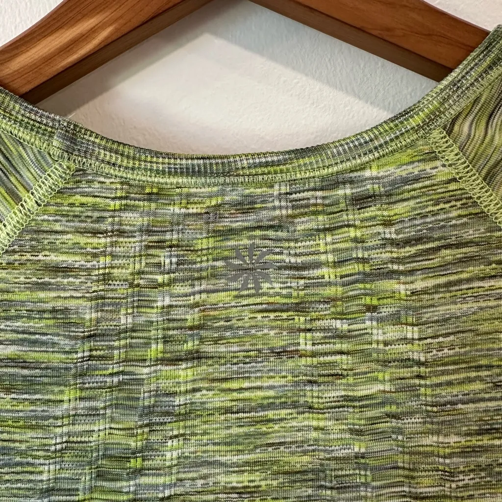 Athleta Fastest Track Seamless Shirt Women's Large Green Ruched Athletic Gym EUC - Image 6