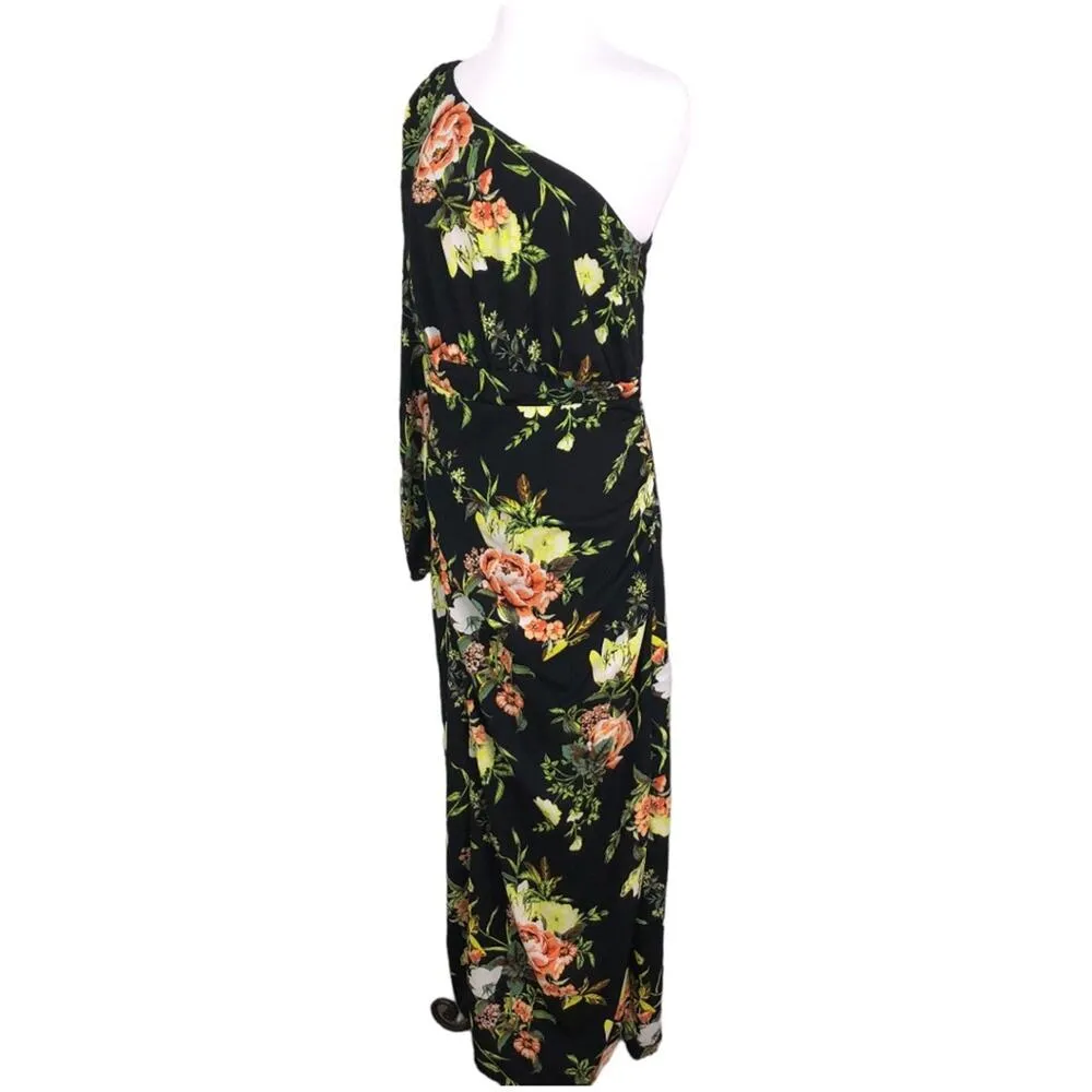 Rachel Rachel Roy One Shoulder Floral Dress Size 14 NWT Black - Image 6