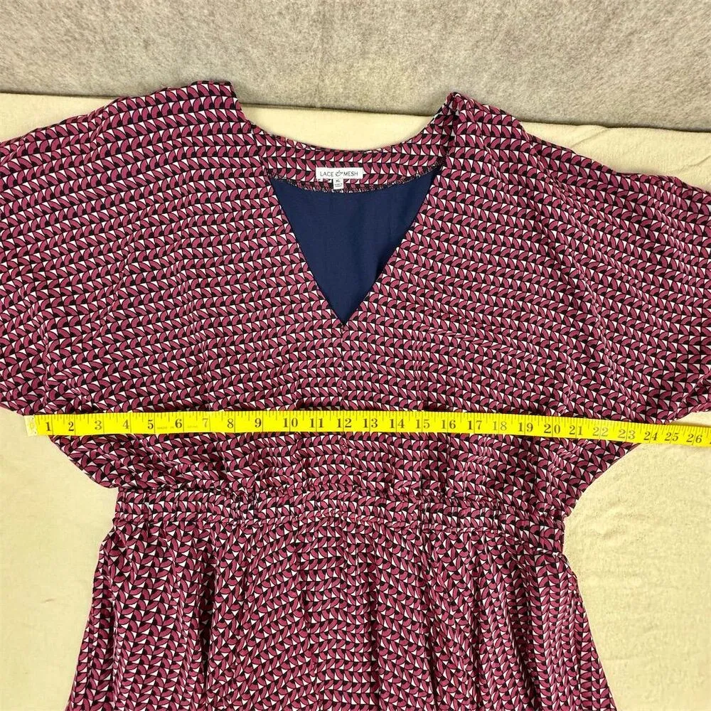 V-Neck Short Sleeve Dress Geometric Print Size XL asymmetrical - Image 9