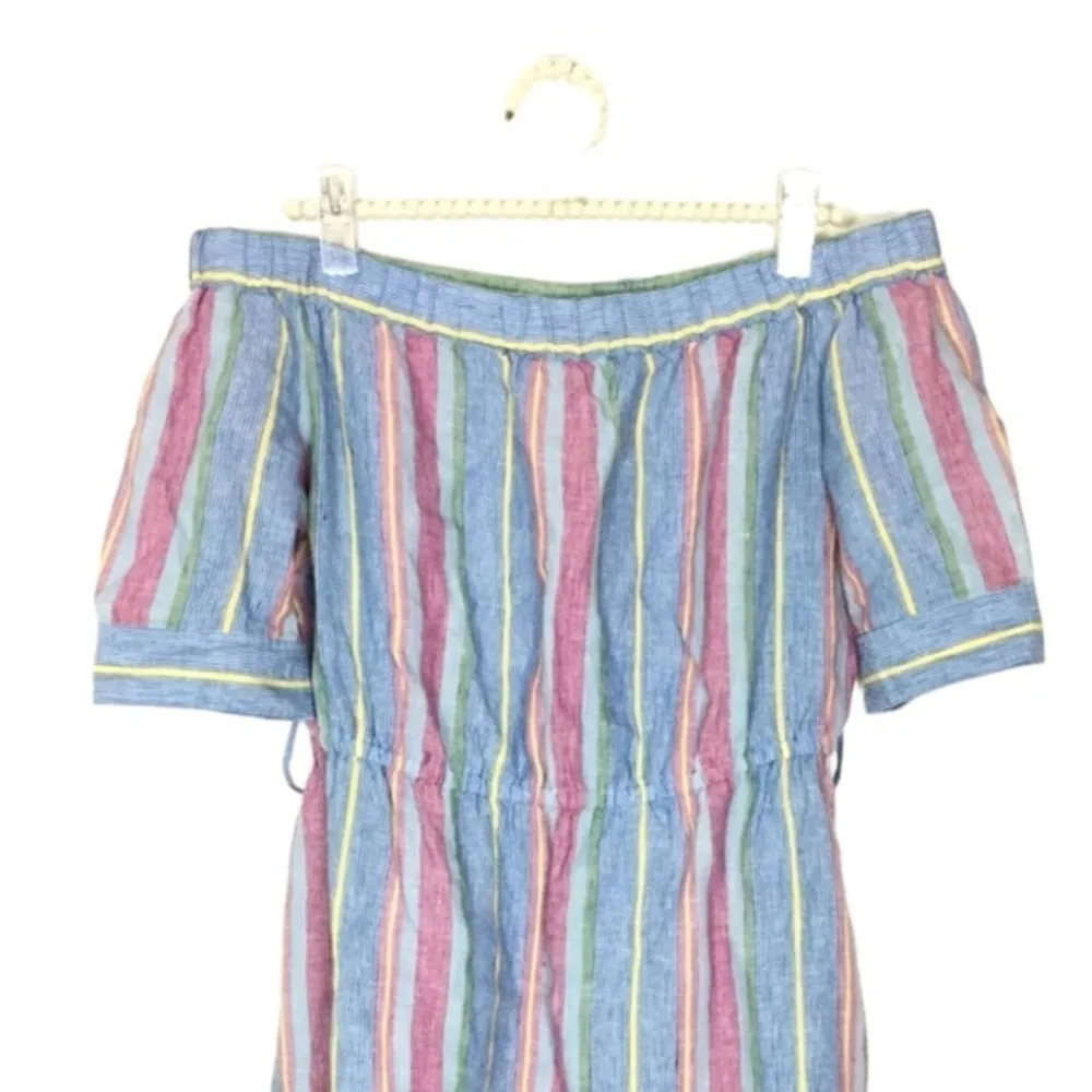 Frame off shoulder‎ dress linen stripe multicolor medium - Image 3