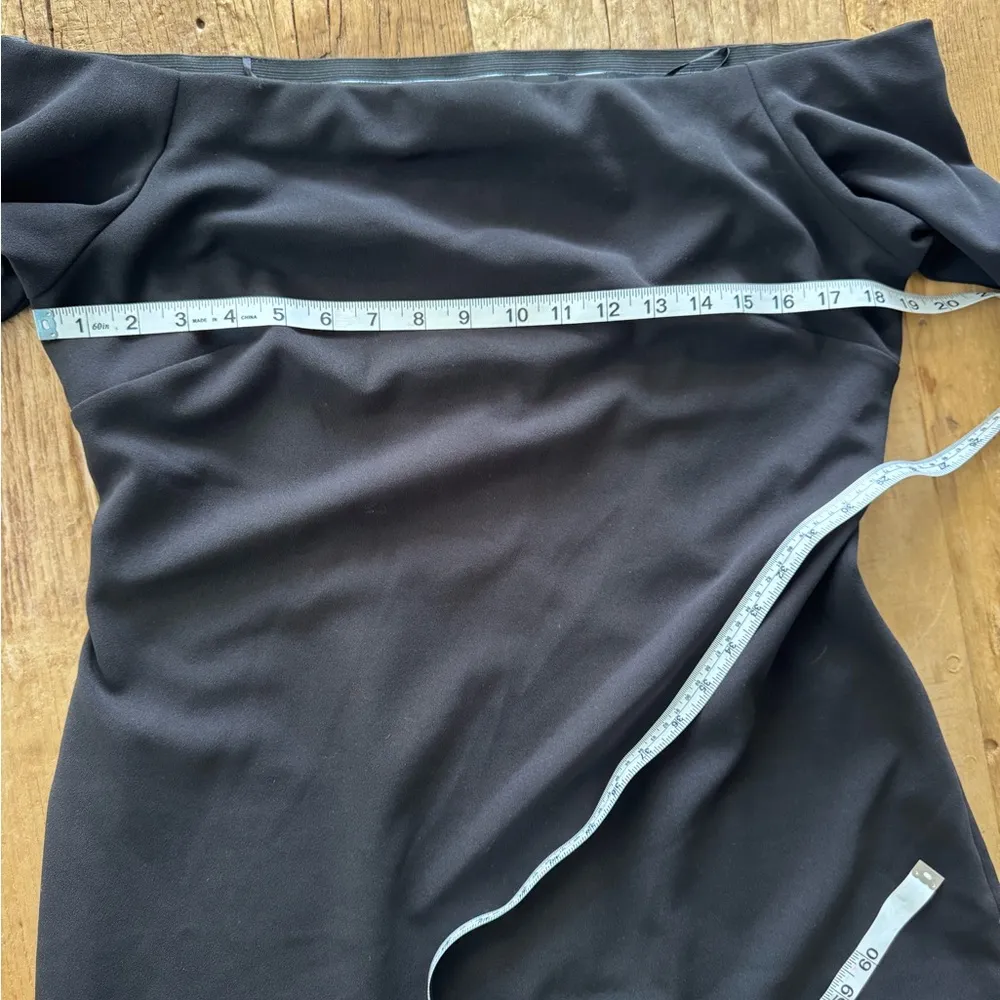 NWOT Vince Camuto Black Off Shoulder Dress~Ostrich Feathers on Hem~Large - Image 6