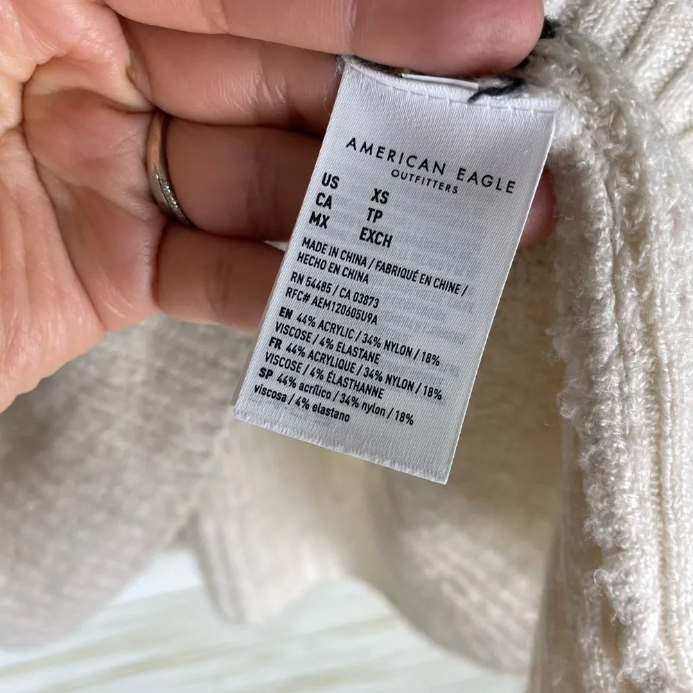 American Eagle Neutrals Wide Stripe Oversized v Neck Knit Sweater - Image 7