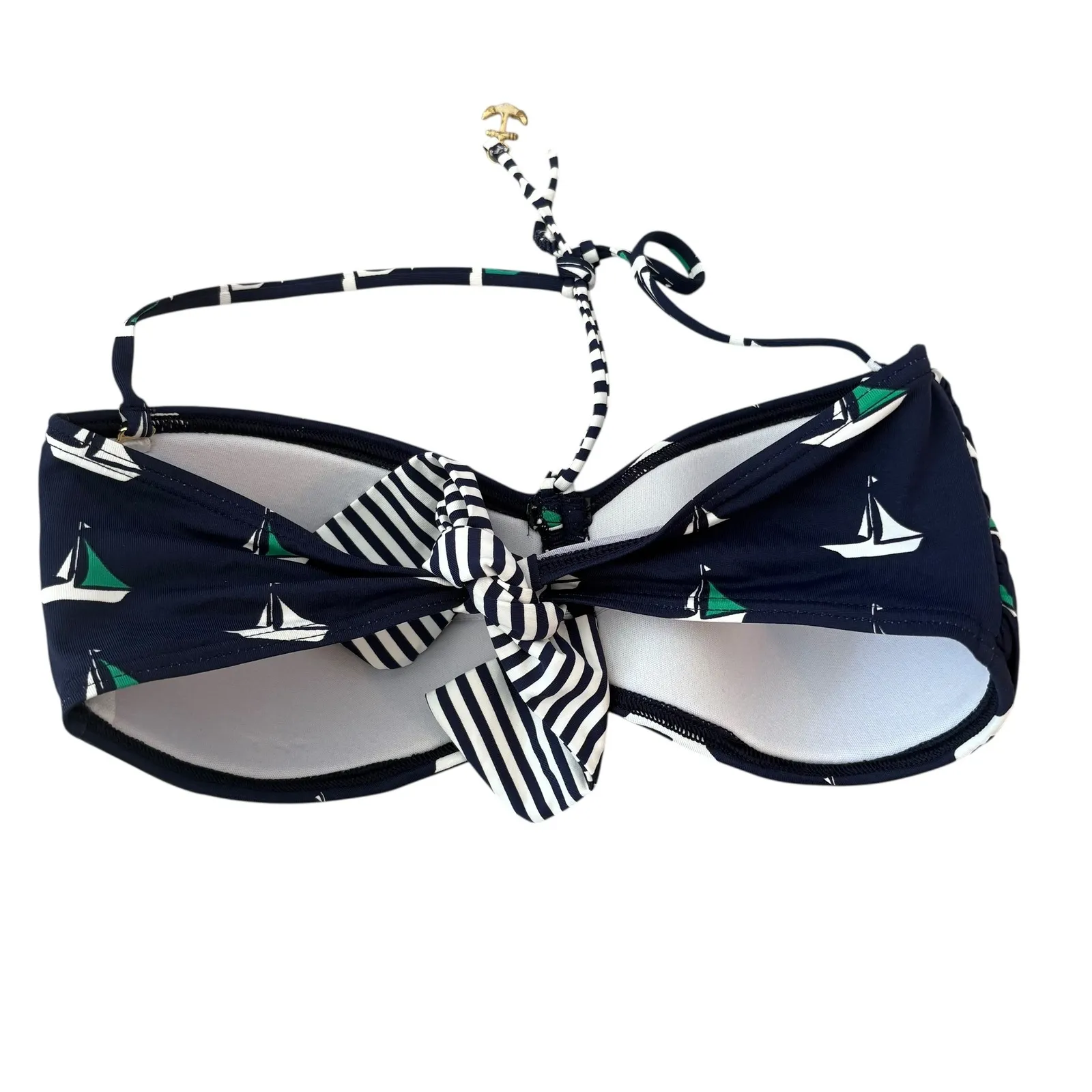 Tommy Bahama‎ Sailboat Bandeau Bikini Top Removable Strap Nautical. Size  L - Image 2