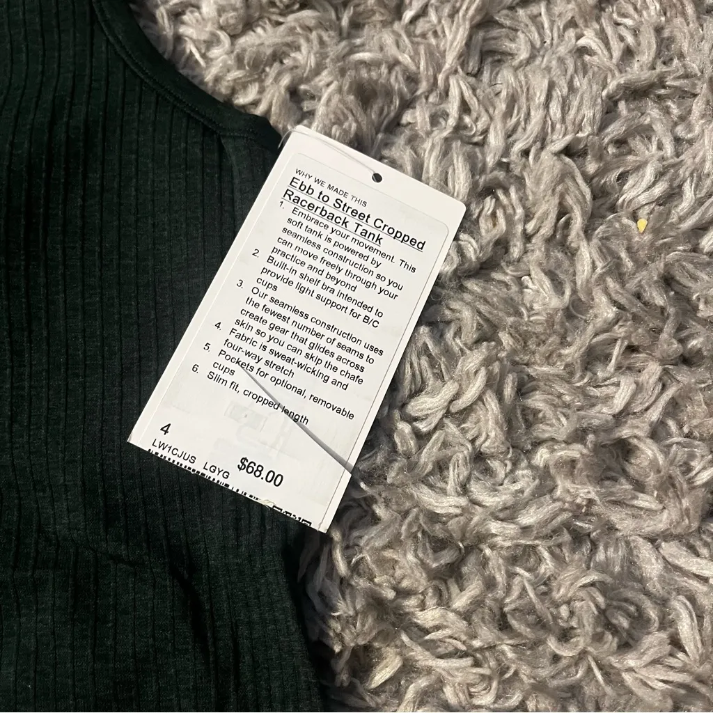 Lululemon ebb to street cropped tank legacy green size 4 - Image 2