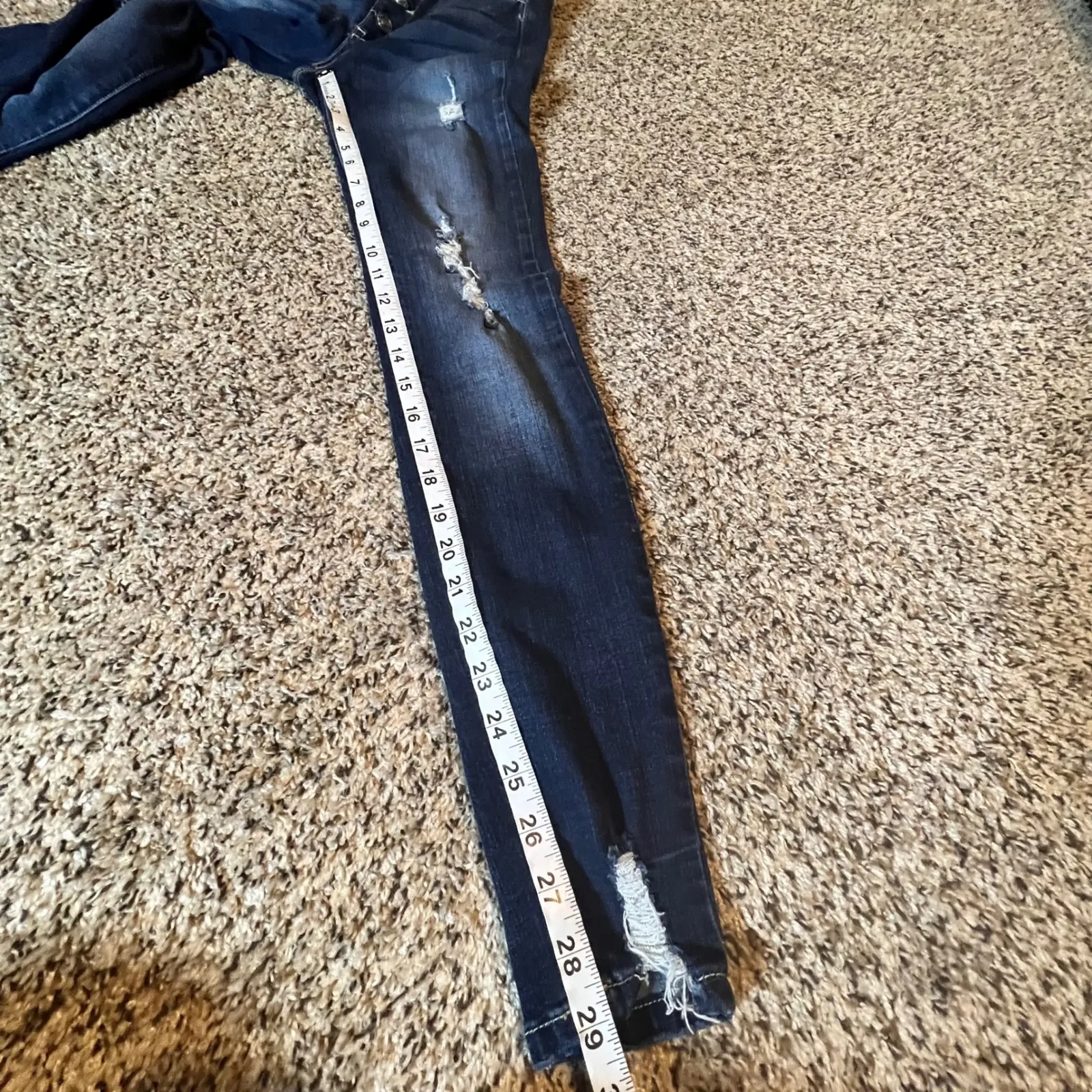 Kancan Womens Dark Wash Distressed Button Fly Skinny Jeans KC6192D Size 23 Blue - Image 7