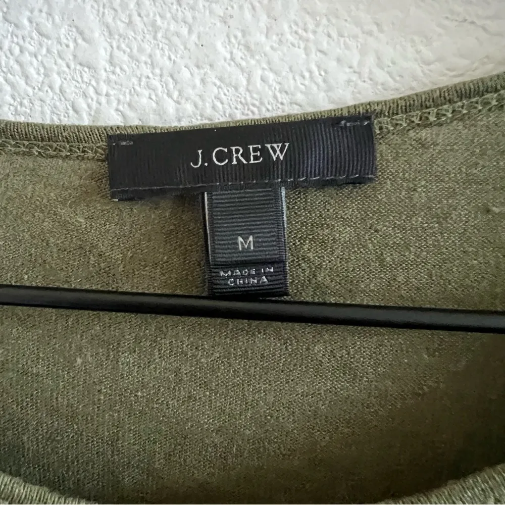 J Crew 100% Linen Green Ruffle Sleeve Relaxed Lagenlook Style GC049 Medium - Image 2