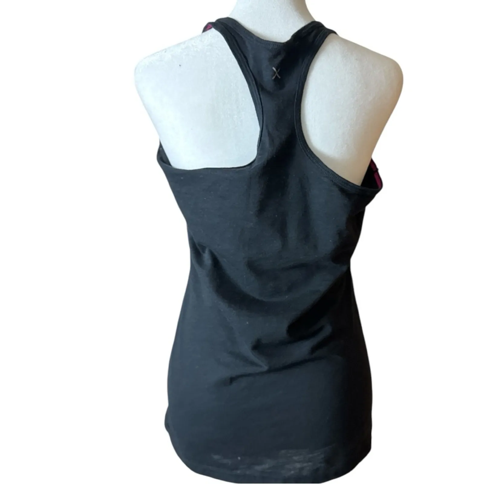 Xerion Sleeveless Racerback Black and Pink  RUN Graphic Women's Tank Top Sz S - Image 7