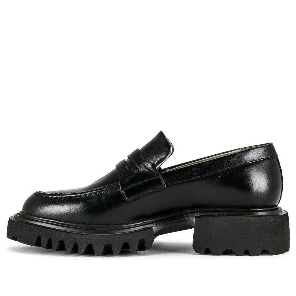 AllSaints Womens Lola Leather Loafers in Black 9 with Box Penny Oxford Shoes - Image 5