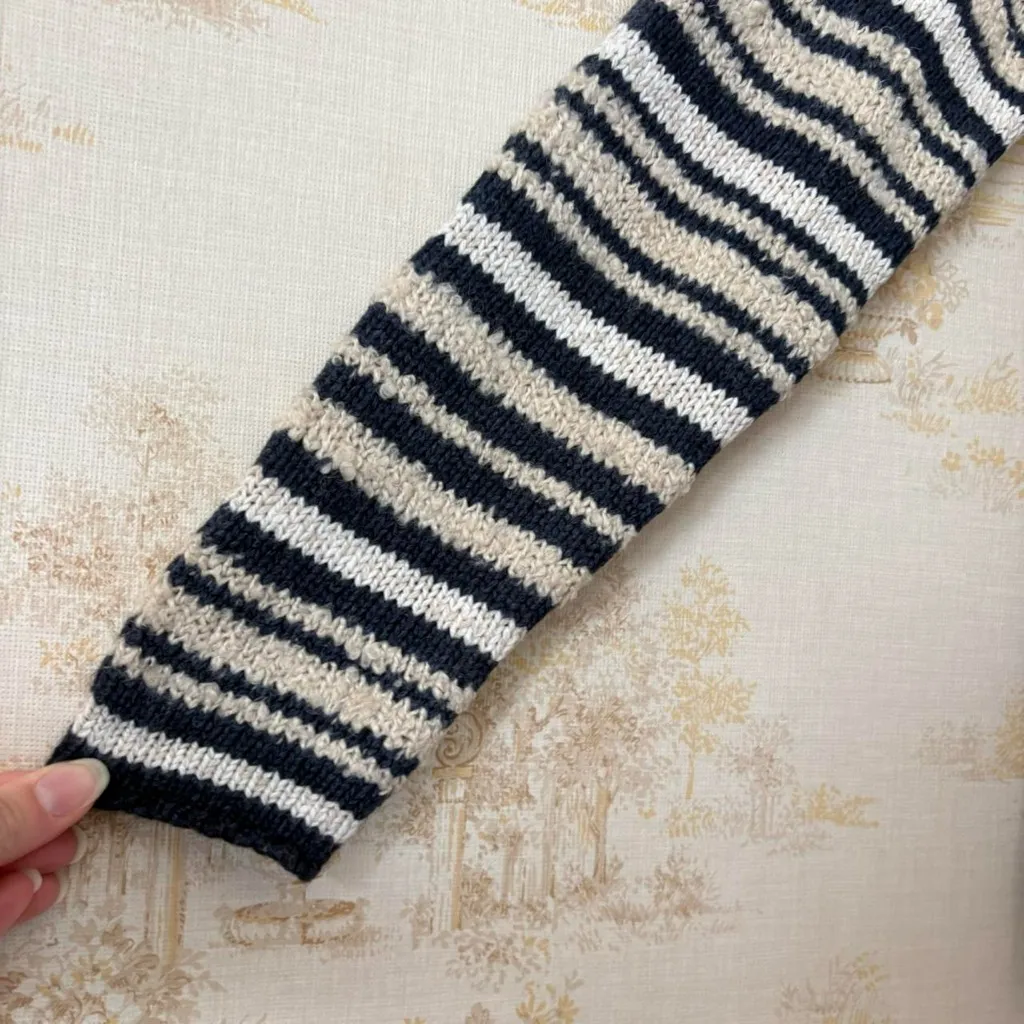 Vintage LRL Lauren Jeans Co. Ralph Lauren wool blue cream stripe sweater L - Image 4