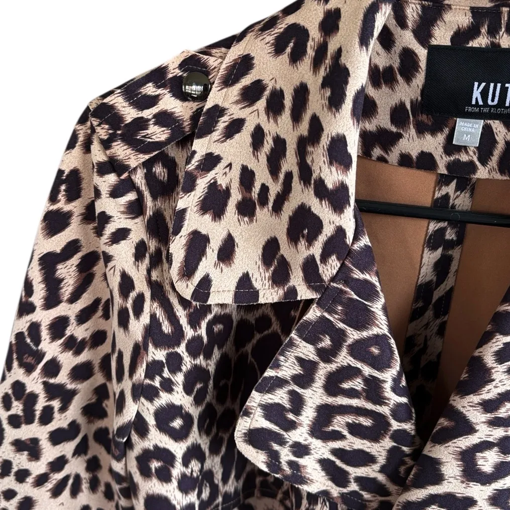 Like New Kut From The Kloth Leopard Print Draped Moto Jacket Top Medium - Image 2