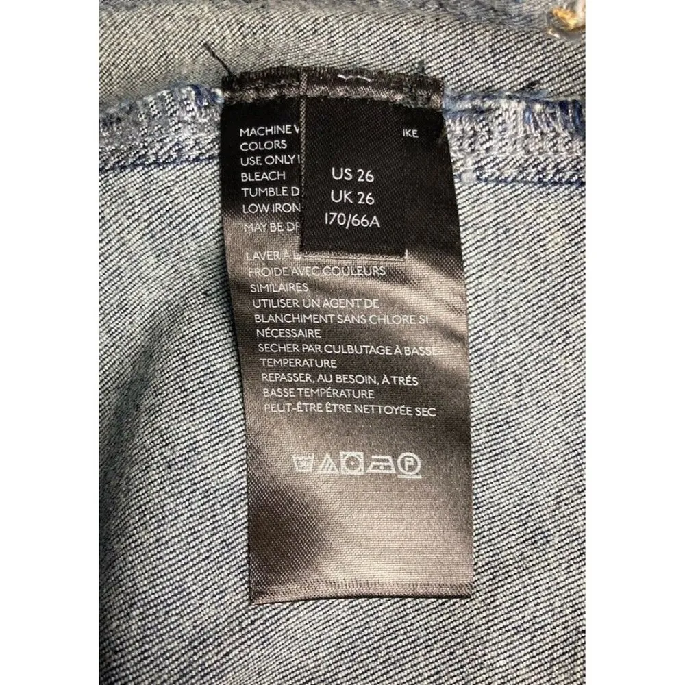 *NWOT We The Free Jeans Womens Sz 26 Blue Med Wash Skinny Raw Hem Casual Stretch - Image 4