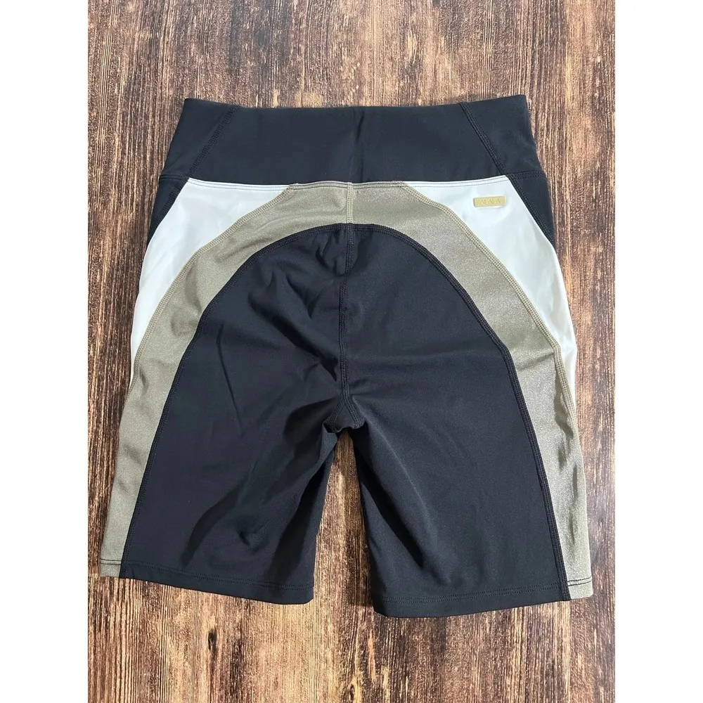 Alala Large Black & Gold High Rise Bolt Bike Shorts - Image 3