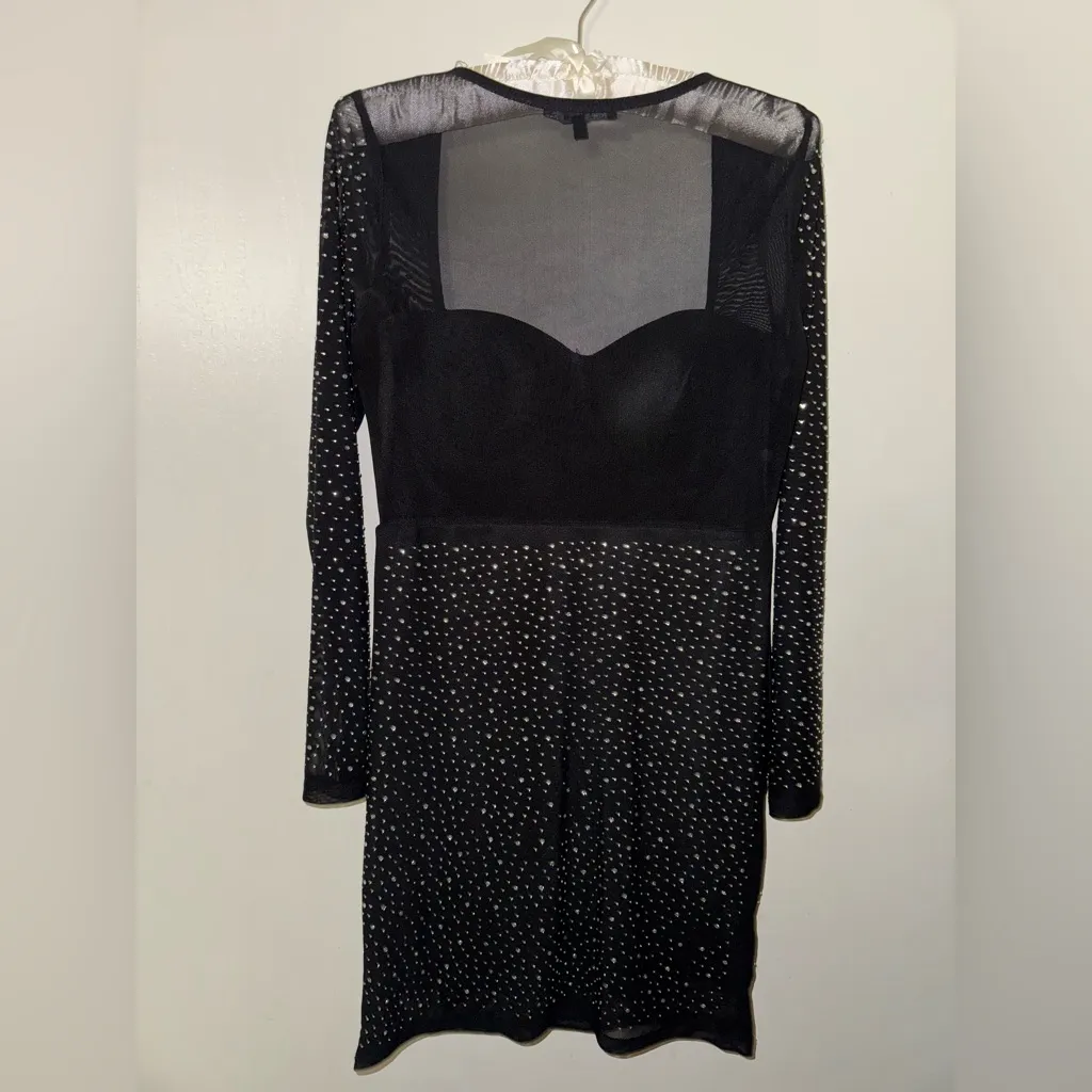Iris Black Sequin Embellished Long Sleeve Dress - Image 2