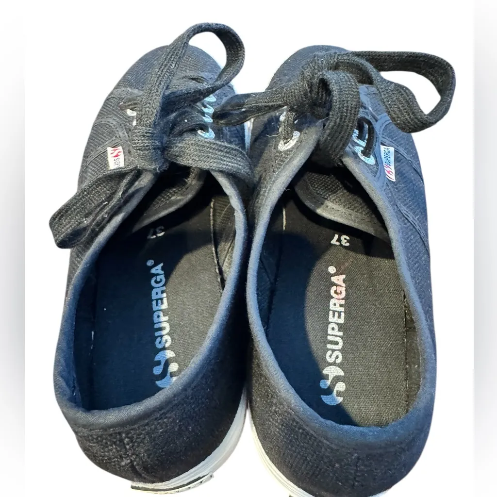 Superga Black Canvas Platform Sneakers Size 37 (6.5) - Image 5