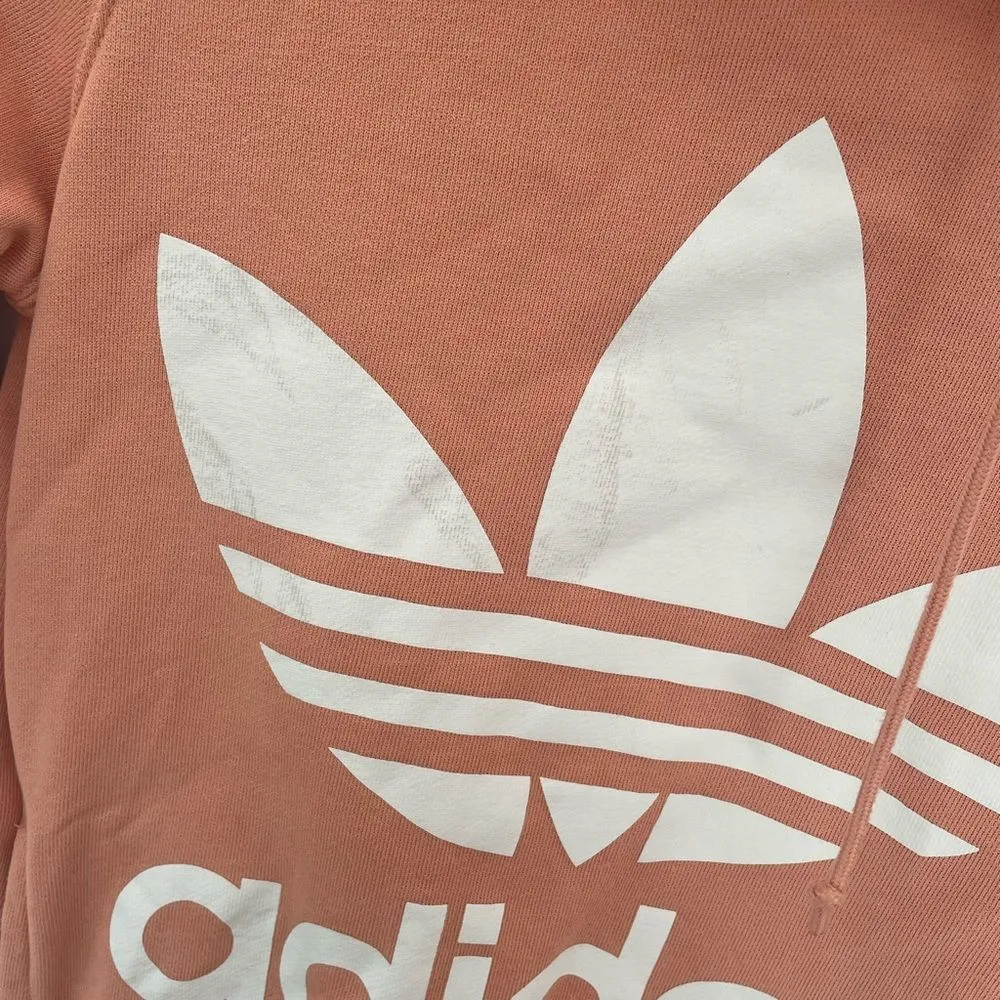 ADIDAS Women’s Trefoil Terry Tunic Long Length Hoodie Rose Pink Size XS - Image 4