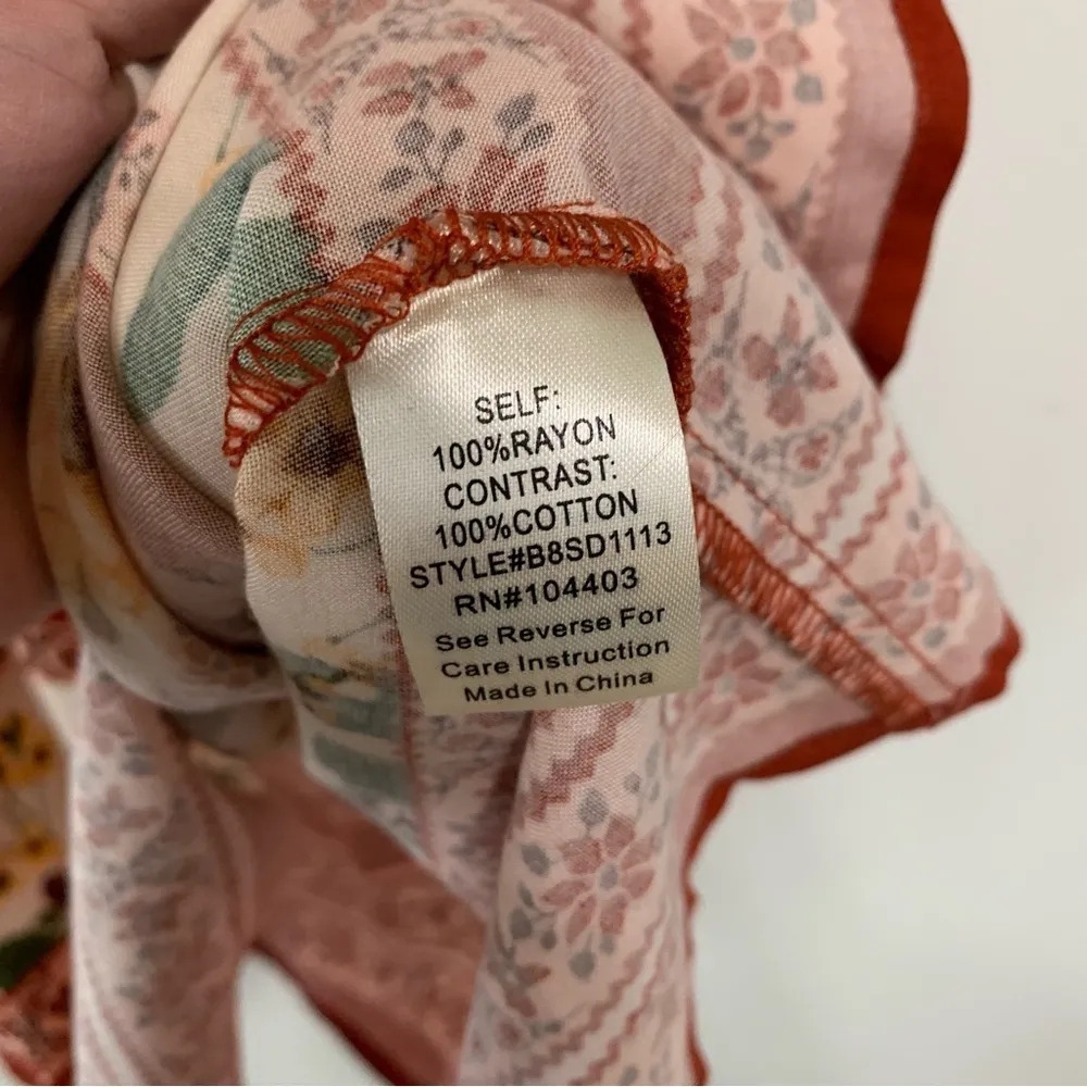 Blu Pepper Boho Rust Floral Crochet Mini Dress Size M NEW - Image 5