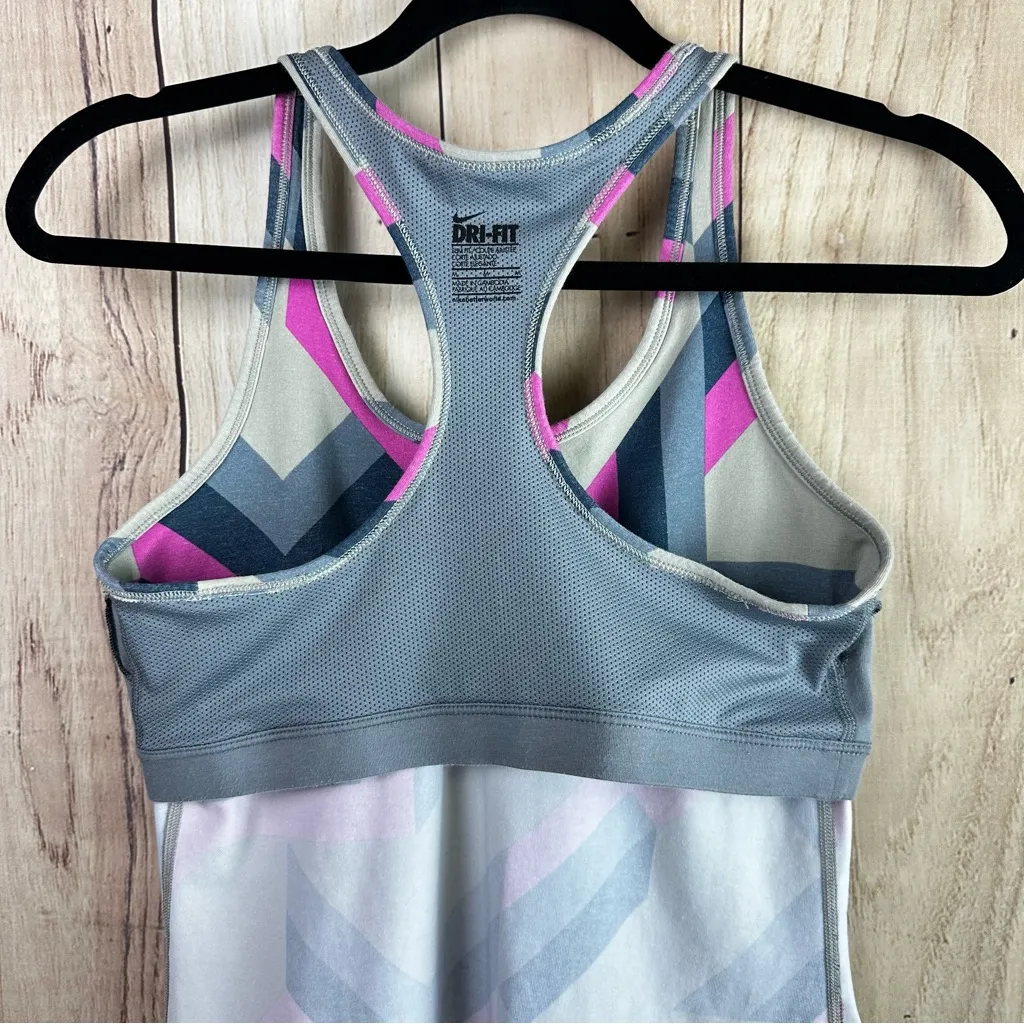 Nike Dri-fit Slim Fit Pink and Gray Chevron Racerback Tank Top - Image 10