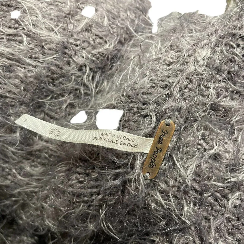 Free People Light As A Feather Hoodie Gray Eyelash‎ Hoodie Sweater Size XS - Image 8