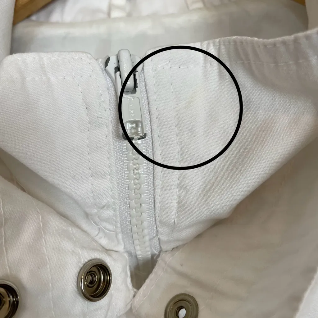 Vintage 80s 90s Jacket Sporty White‎ Size XL Women Zipper Snaps Stand Up Collar White - Image 15