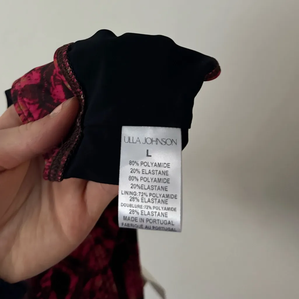 NWT Ulla Johnson L Reina Fuchsia and Black Patterned Bikini Top - Image 8