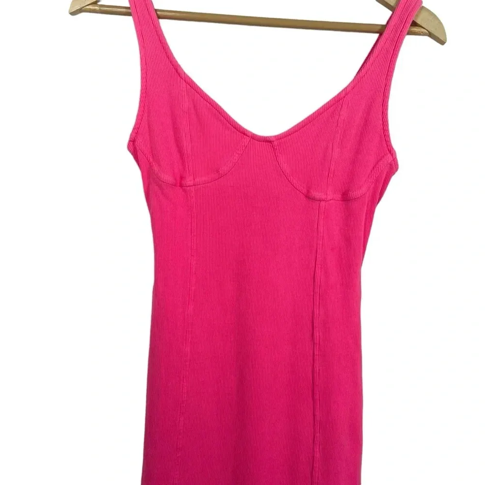 Aerie Ribbed Corset Bodycon Mini Dress in Hot Pink Size M - Image 7