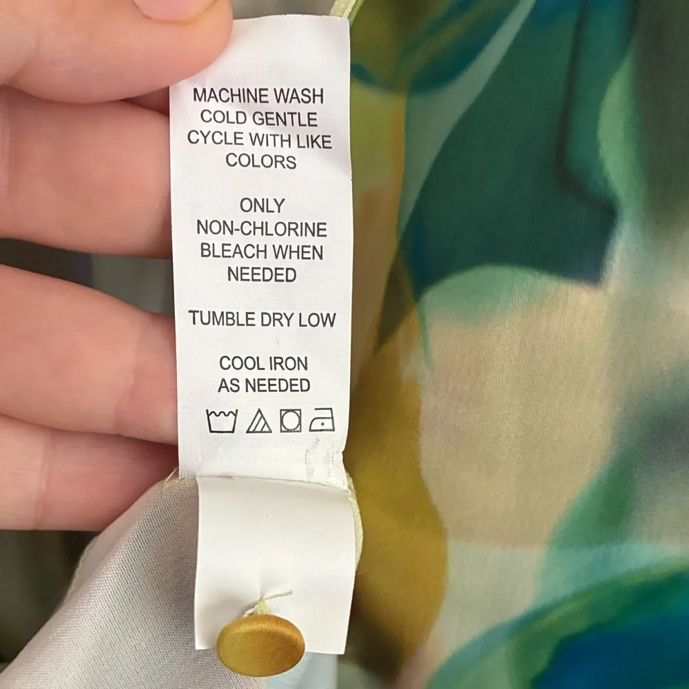 🆕Eloquii Satin Yellow and Green Sheath Dress with Bishop Sleeves 16🆕 - Image 12