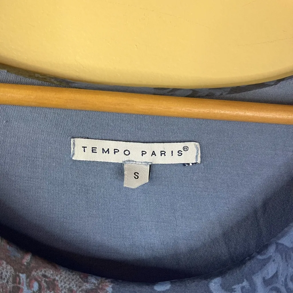 Tempo Paris Layered Whimsical Ornate‎ Flutter Dress Size Small Blue Formal Wear - Image 6