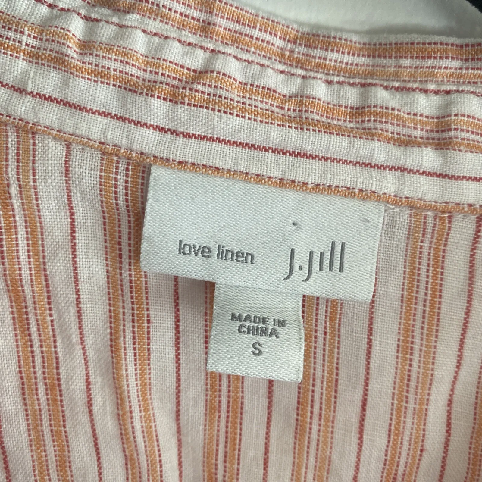 J Jill Love Linen Peach Striped Tunic Blouse Layered Hem Size Small Lagom Travel - Image 2