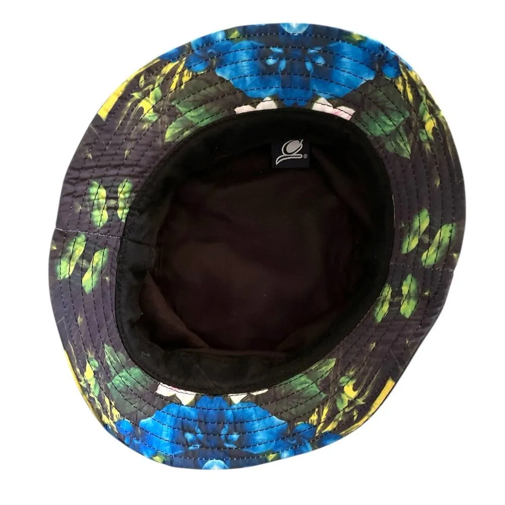 Original Chuck Bucket Tropical Hawaiian Floral Print Hat Black - Image 3