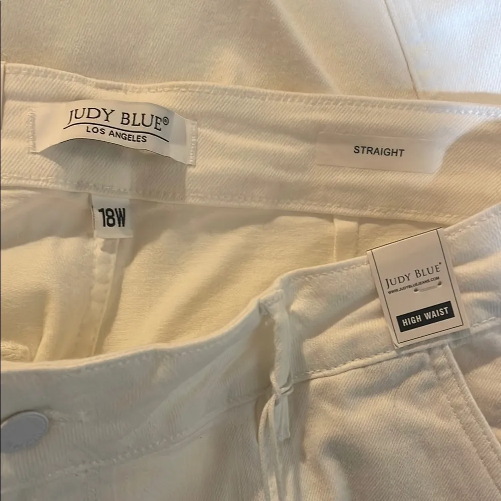 NEW Judy Blue White Straight Leg Cargo Pocket Denim Jeans High Waist Size 18W - Image 5