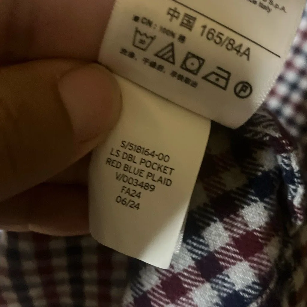 Gap Red & Navy Gingham Flannel Utility Mini Shirtdress 3/4 Sleeves XS #756 - Image 10