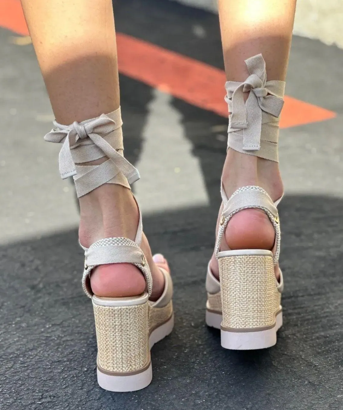 Nude Ballerina Wrap Wedge Platforms  - Image 4