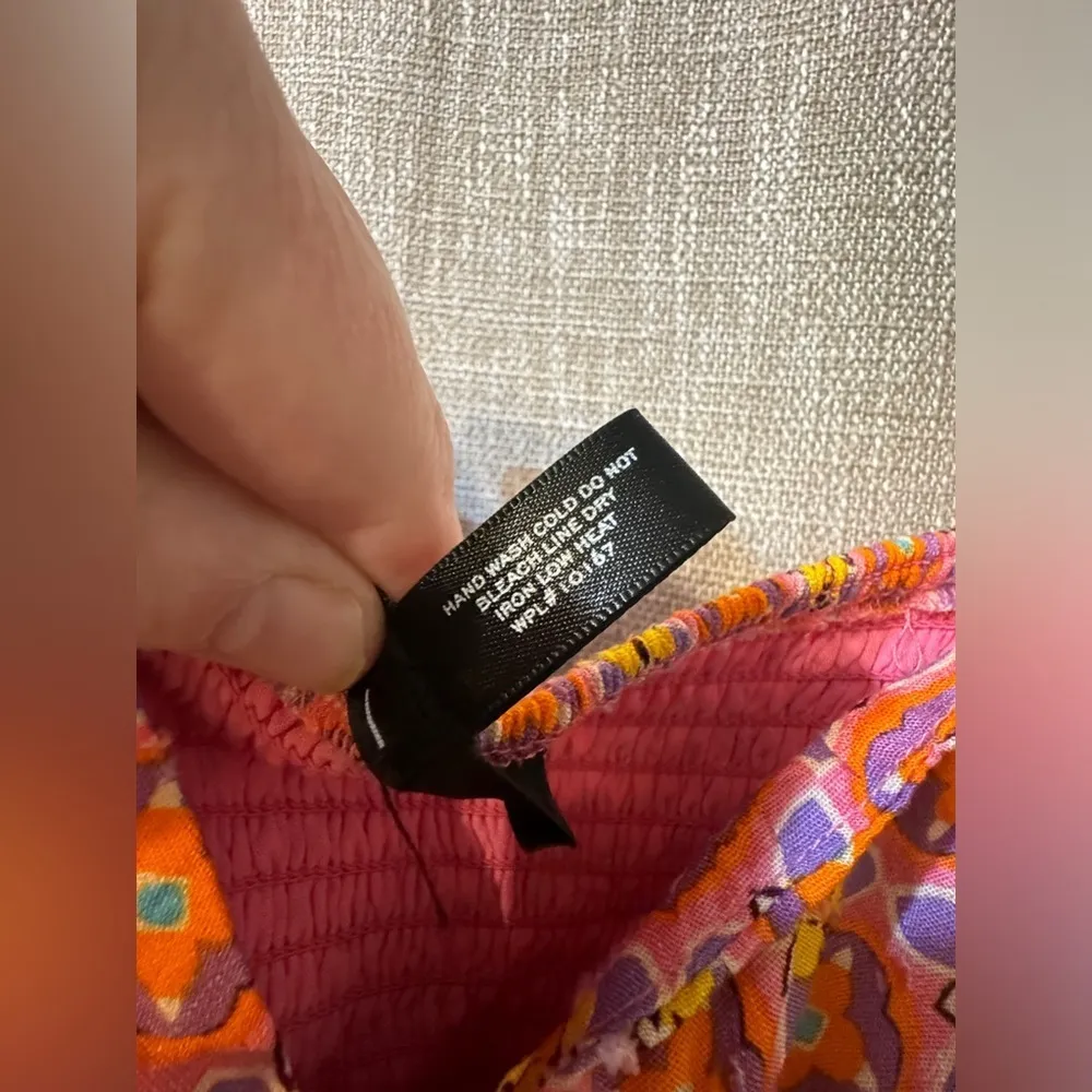 Smocked Pink & Orange patterned Aqua by Bloomingdale’s mini dress NWT size XL - Image 8