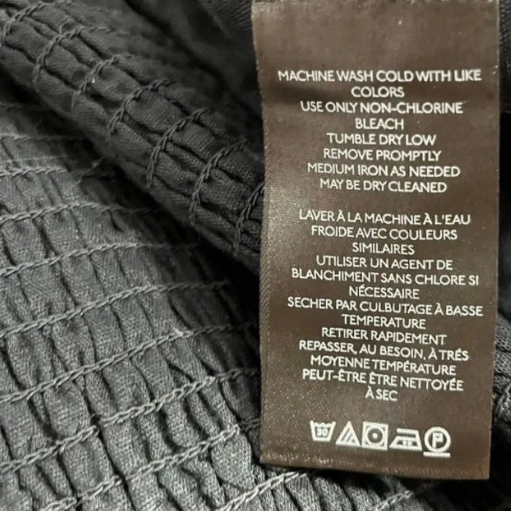 ANTHRO MAEVE TWIST FRONT LINEN CROPPED SMOCKED GOTH BLACK TOP M - Image 7