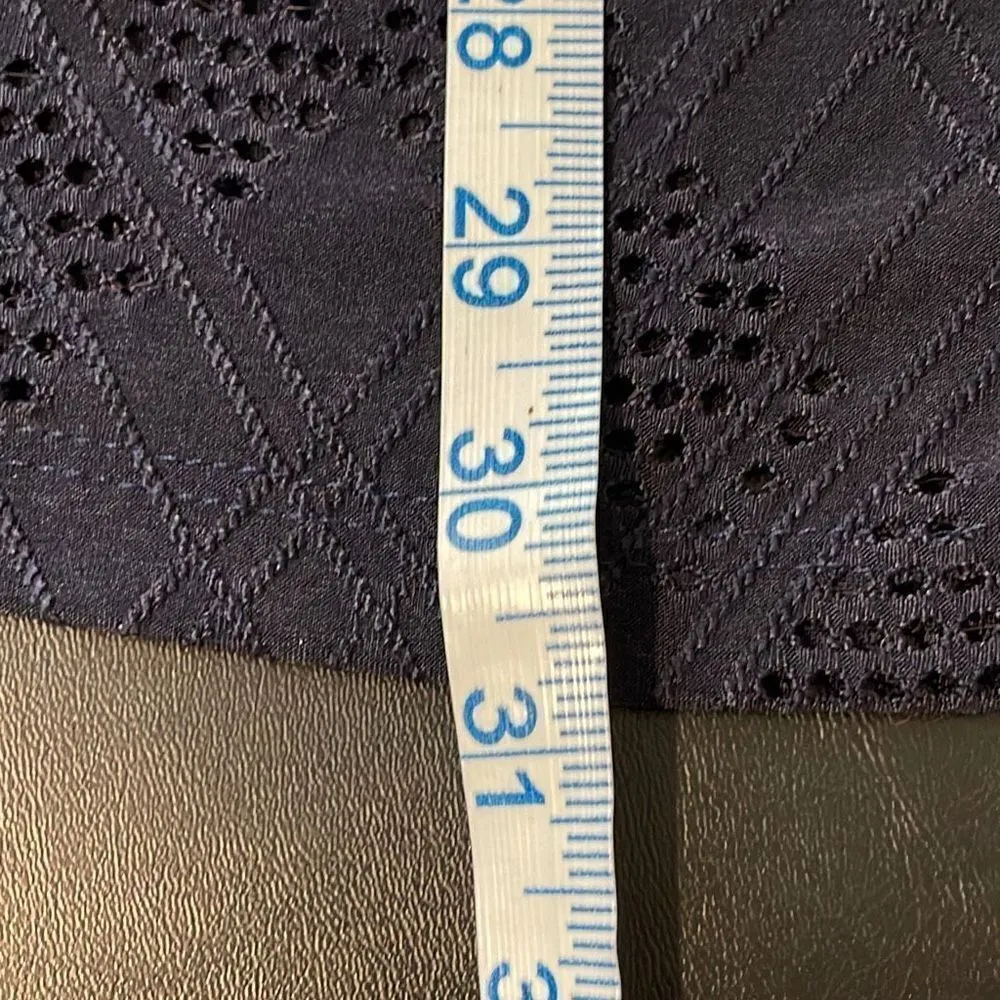 J Valdi Women's Navy Roll Tab‎ Sleeve Drop Waist Eyelet Swim Cover Up Small Blue - Image 7