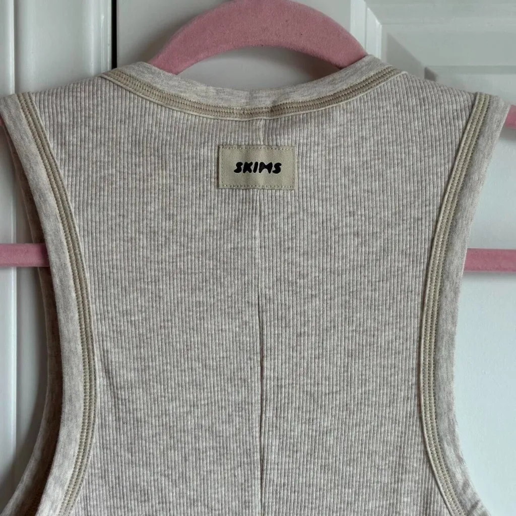 Skims Cotton Rib Dress in Heather Oatmeal, Size X-Small - Image 6