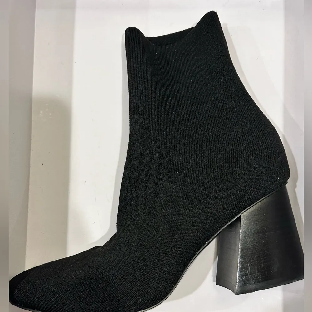 Black Sock Boots with black Heel Size 5.5 - Image 2