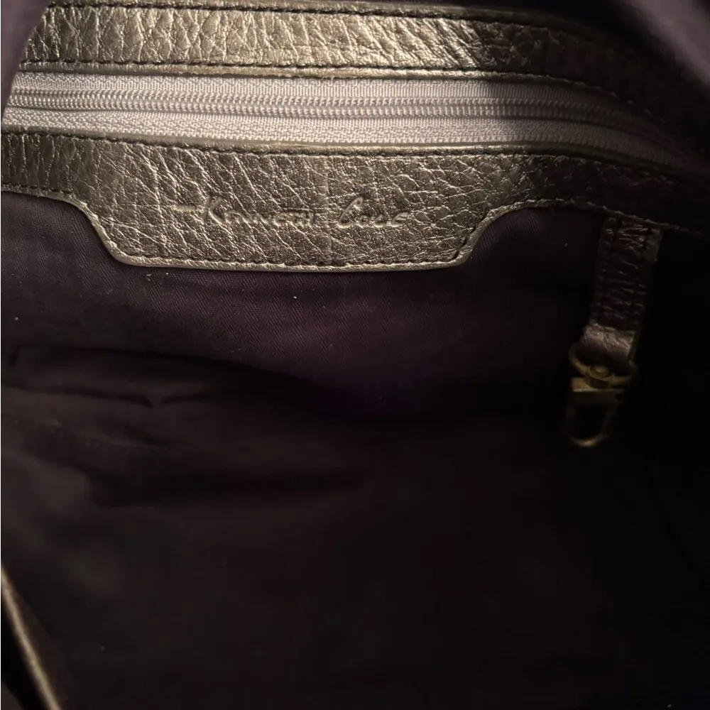 Kenneth Cole Leather Hobo Bag, Pewter - Image 4