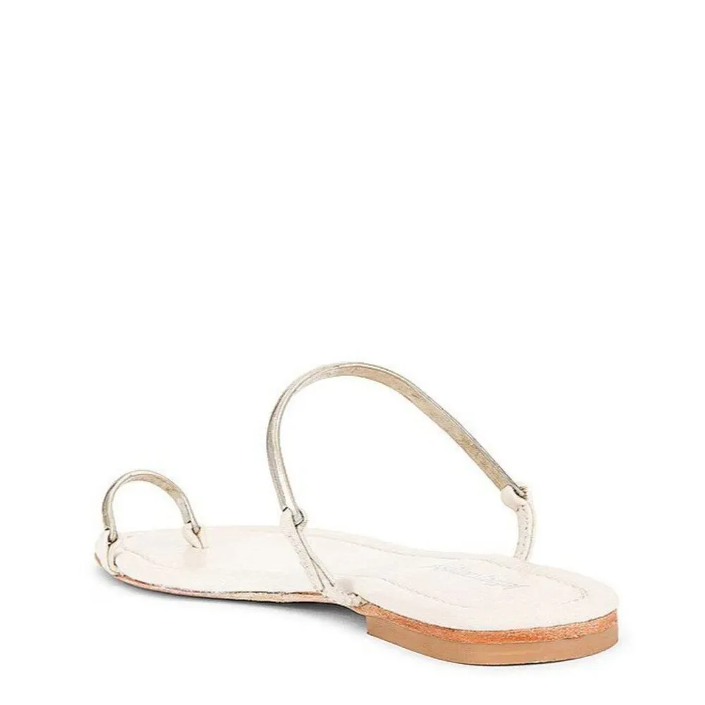 Jeffrey Campbell Discreet Sandals in Cream Silver 8 Womens Slides Flats - Image 3