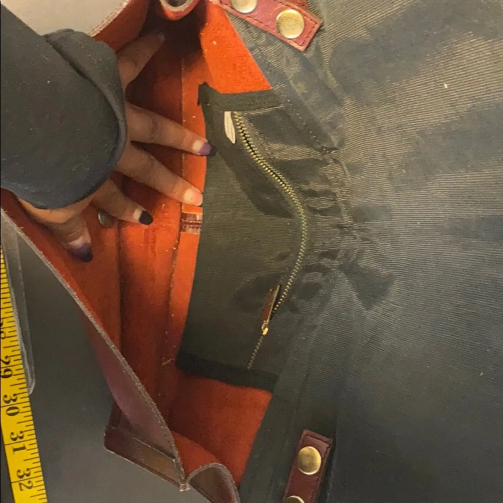 Vintage leather shoulder bag clutch made in Korea maroon brown 70s - Image 5