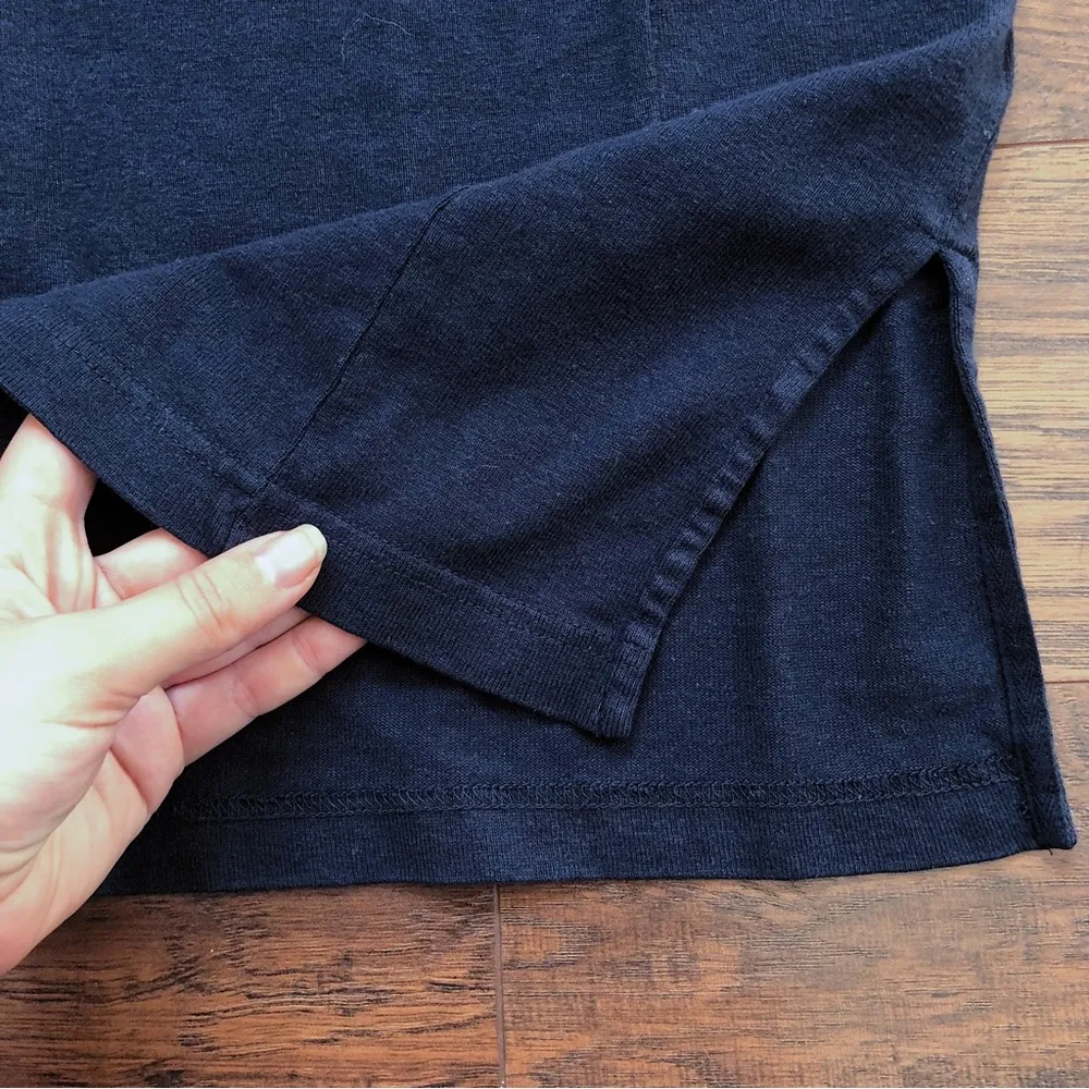 WRAP London • navy knit tunic hemp organic cotton peasant ruffle lace inset Size 2 - Image 5