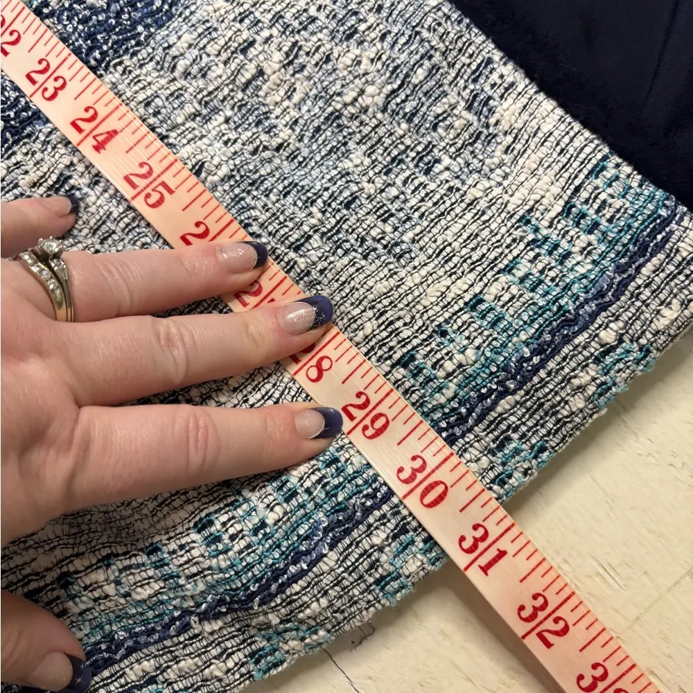 Zara Bloggers Fave Blue Coat Size Medium Jacket Open Front Blazer Boucle Tweed - Image 5